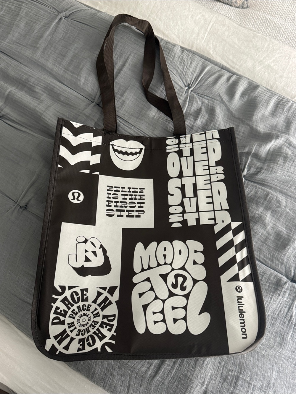 lululemon athletica Large Black and White Graphic Tote